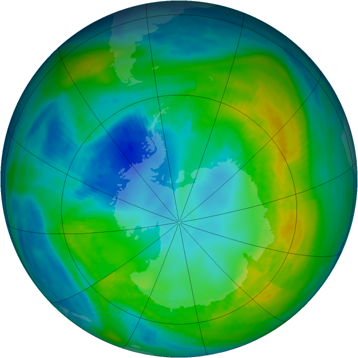 Antarctic ozone map for 27 April 1980